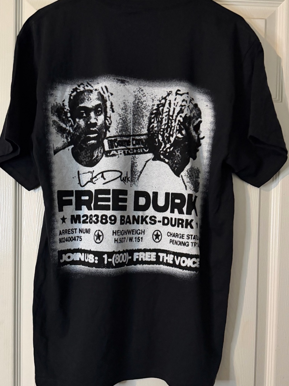 Free Durk Black Graphic Tee with White Portrait Print - Picture 2 of 2